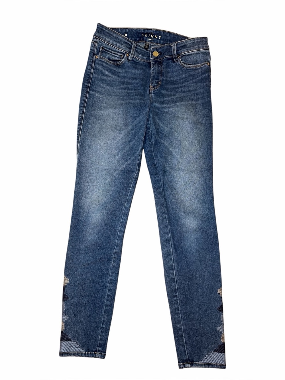 White House Black Market Size 0 Medium Wash  Embroidered Jeans